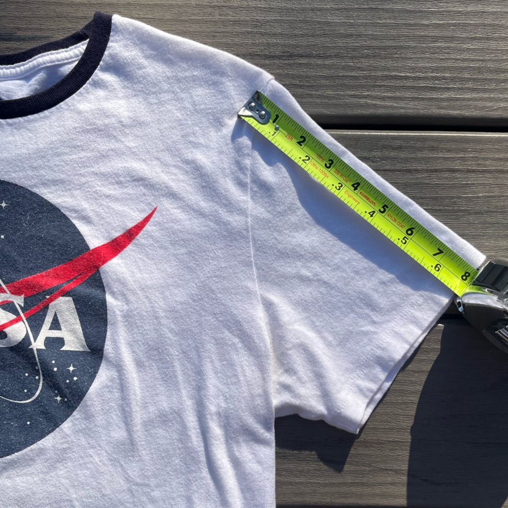 Old Navy; Classic White T-Shirt; NASA Logo Graphic; Deep Navy/Black Neckline; M - Picture 4 of 7